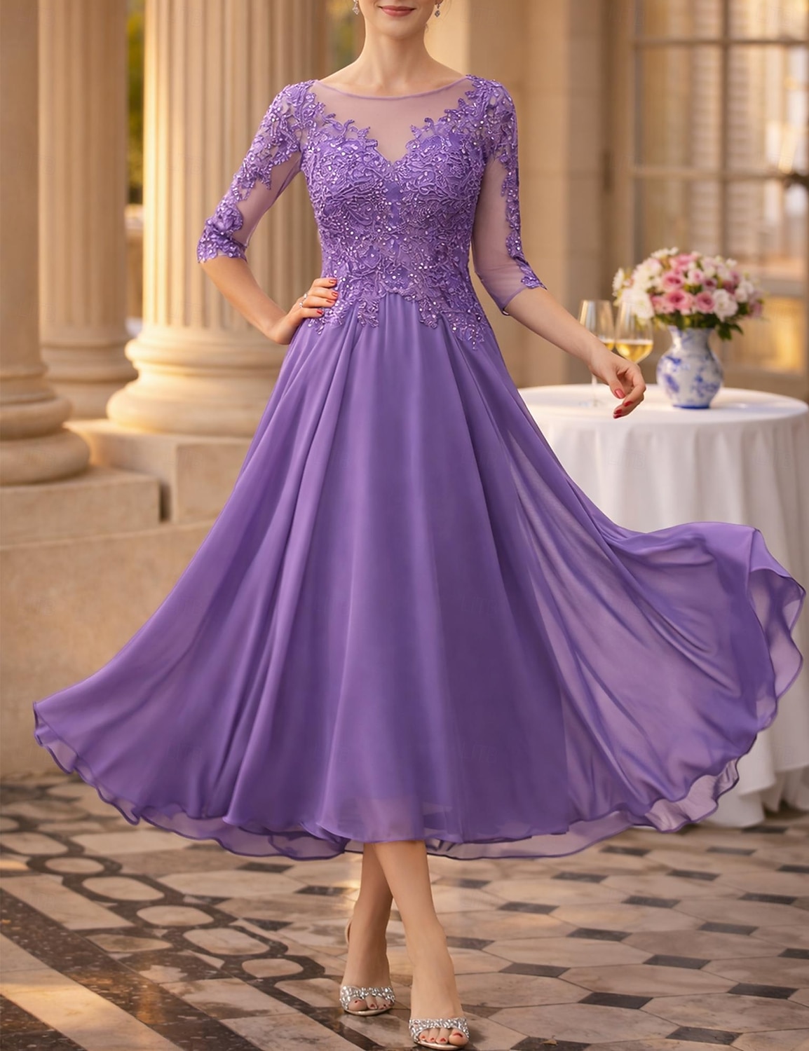 lavender evening dress Lavender Fancy Formal Dresses, A-Line Graduation Evening Dress – jkprom main image 1