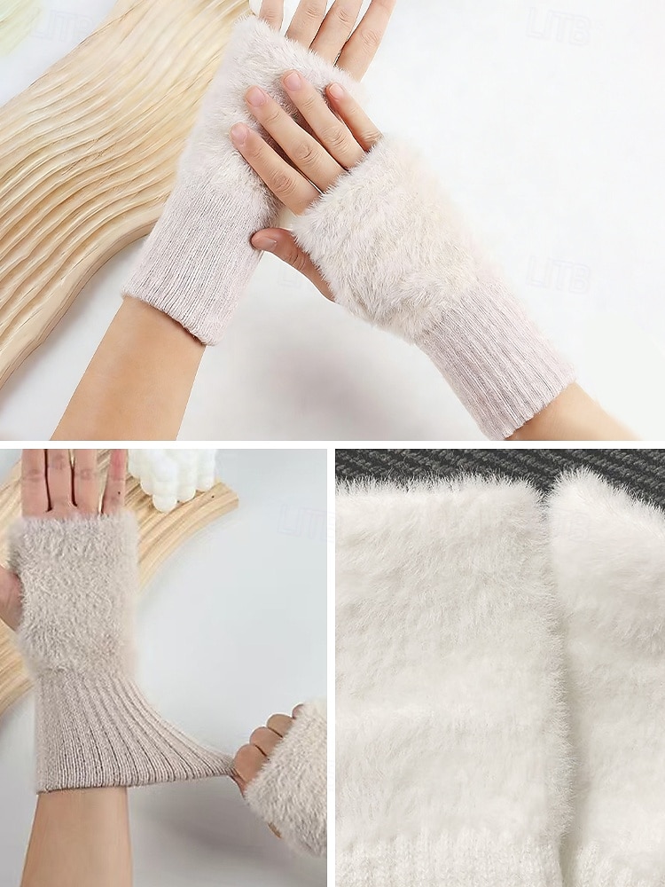 Guantes elásticos de piel sintética para mujer: disponibles en varios colores, suaves y acogedores, perfectos para el invierno y salidas informales. 2026 - $7.99 –P9
