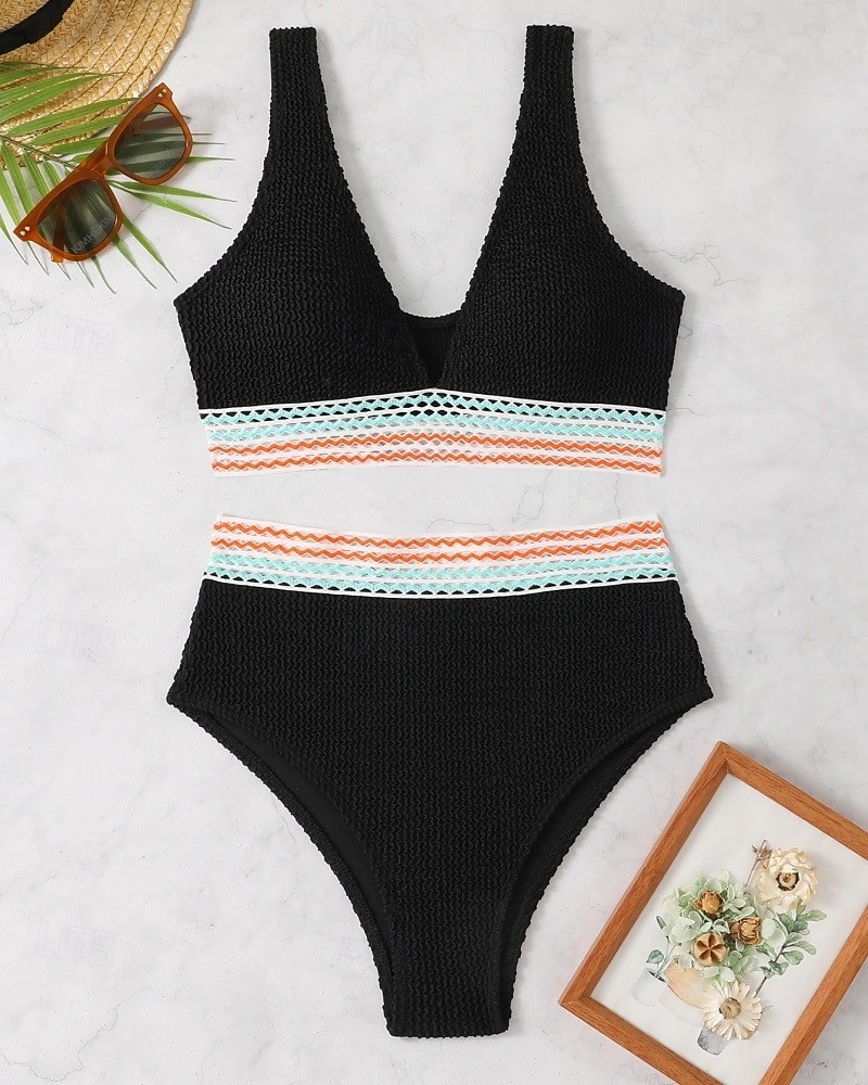 Women's Regular Surfing Tankinis & Bikinis Bathing Top 2 Pieces Geometric Open Back UV Protection Elastic Sleeveless Swimwear Surfing Diving Swimming Summer 2026 - $18.99 –P15