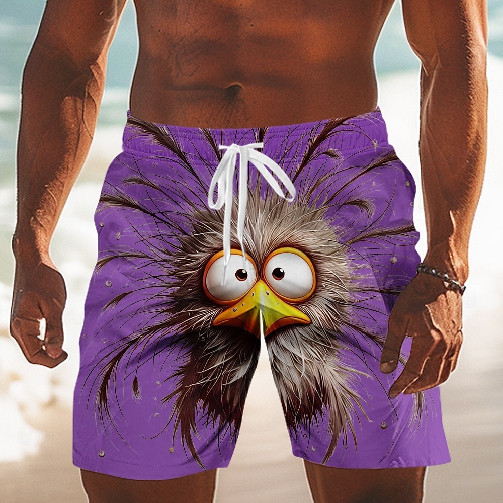 Herren Cartoon Küken Frizzle Chickens Badehosen Badeshorts Boardshorts Mittlere Taille Hawaiianisch Lustig Strandurlaub Seitentaschen Netzfutter Elastischer Kordelzug in der Taille Designer Bekleidung 2026 - $20.99 –P4