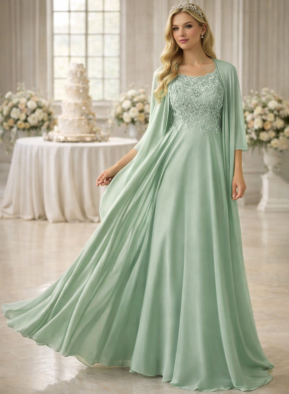 Due Pezzi Set di Abiti Lunghezza al pavimento Abito da invitata a nozze Abito da cerimonia per signora Senza Maniche Collo quadrato Elegante Semplice Formale Ospite di nozze Serata Formale Chiffon con del 2026 a $172.99 –P1