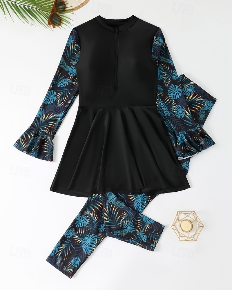 Жен. Стандартный Рашгард Купальные костюмы больших размеров Танкини и бикини для серфинга тропический Застегнуться УФ-защита Эластичный Длинный рукав Купальники Серфинг Дайвинг Плавание Лето 2026 - $39.99 –P6