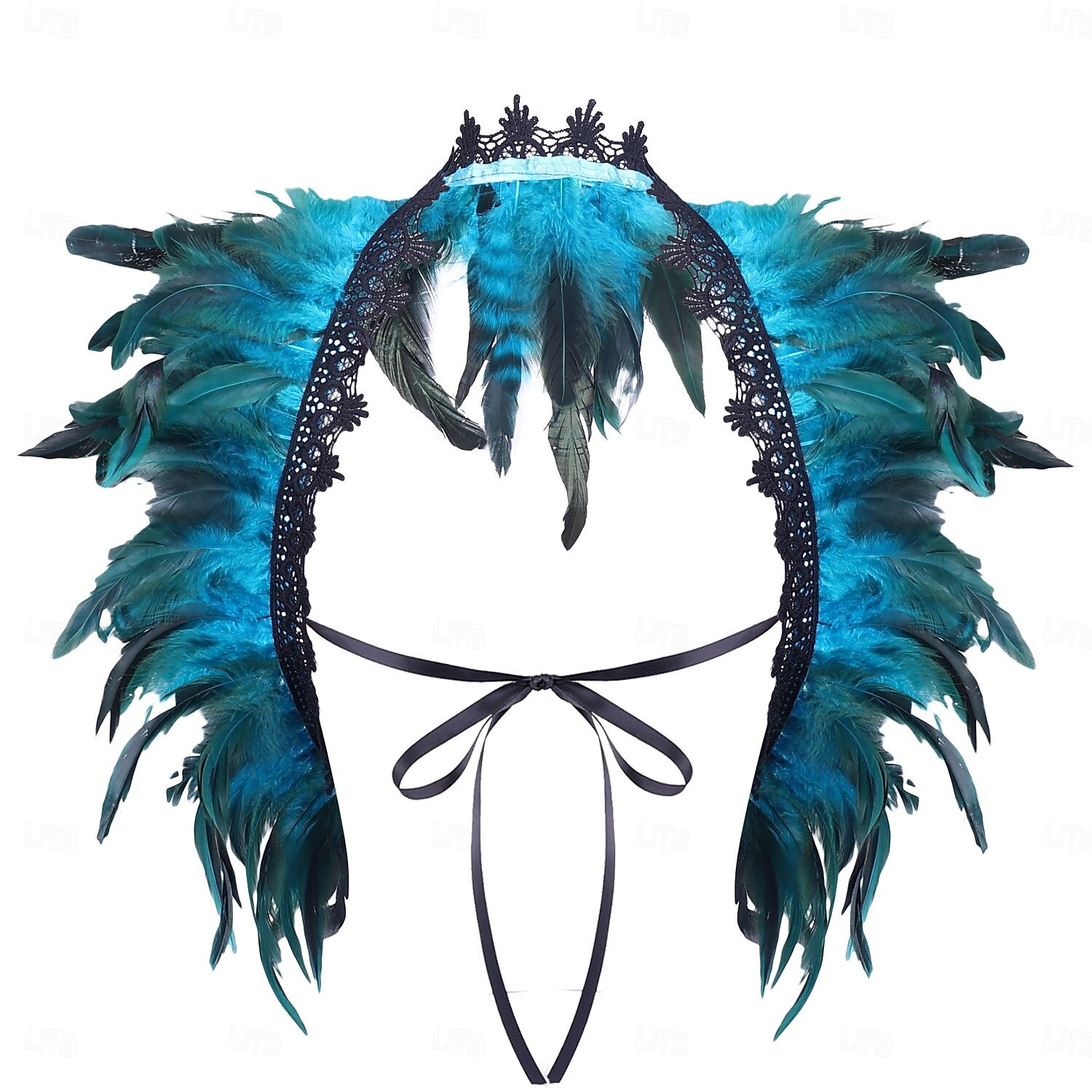 Carnaval 2026 Accessoires de Carnaval de Rio Samba Cape Châle Femme Plumes Rouges et Noires avec Bord en Dentelle Costume de Performance Festival Brésilien de 2026 ? $11.99 –P12