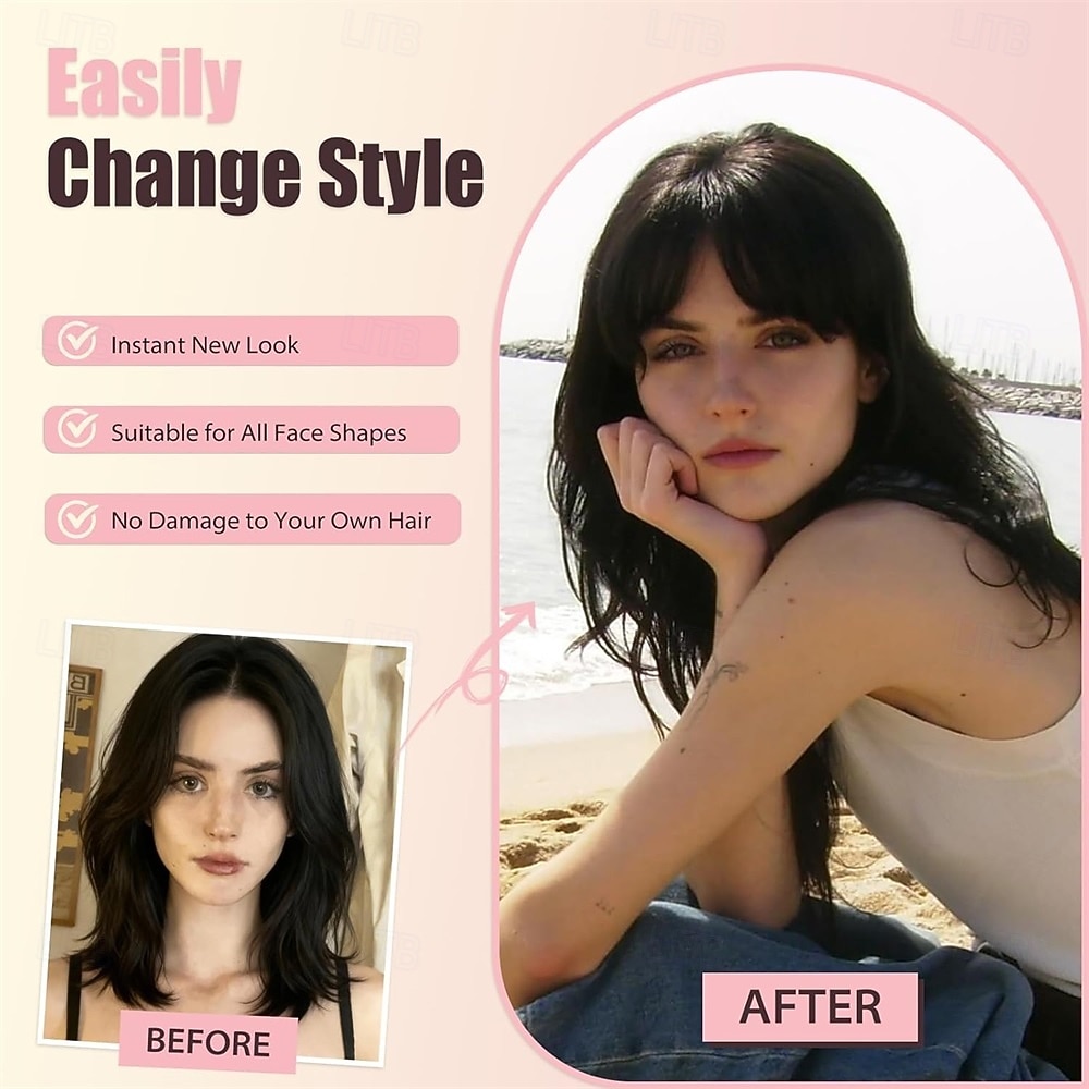 Clip-in pony, synthetische Franse pony, haarclip, asblonde neppony met slapen, haarstukjes voor vrouwen, natuurlijke gebogen haarextensies voor dagelijks gebruik 2026 - $10.99 –P3