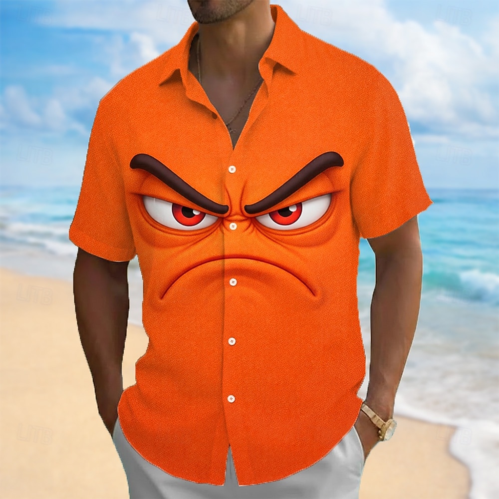 Per uomo Illusione ottica Fantasia "Cartone 3D" Faccia arrabbiata Camicia Camicia con Bottoni Manica Corta Divertente Quotidiano Vacanza Estate Primavera Collo ripiegato Stampa 3D camicie con colletto del 2026 a $25.99 –P1
