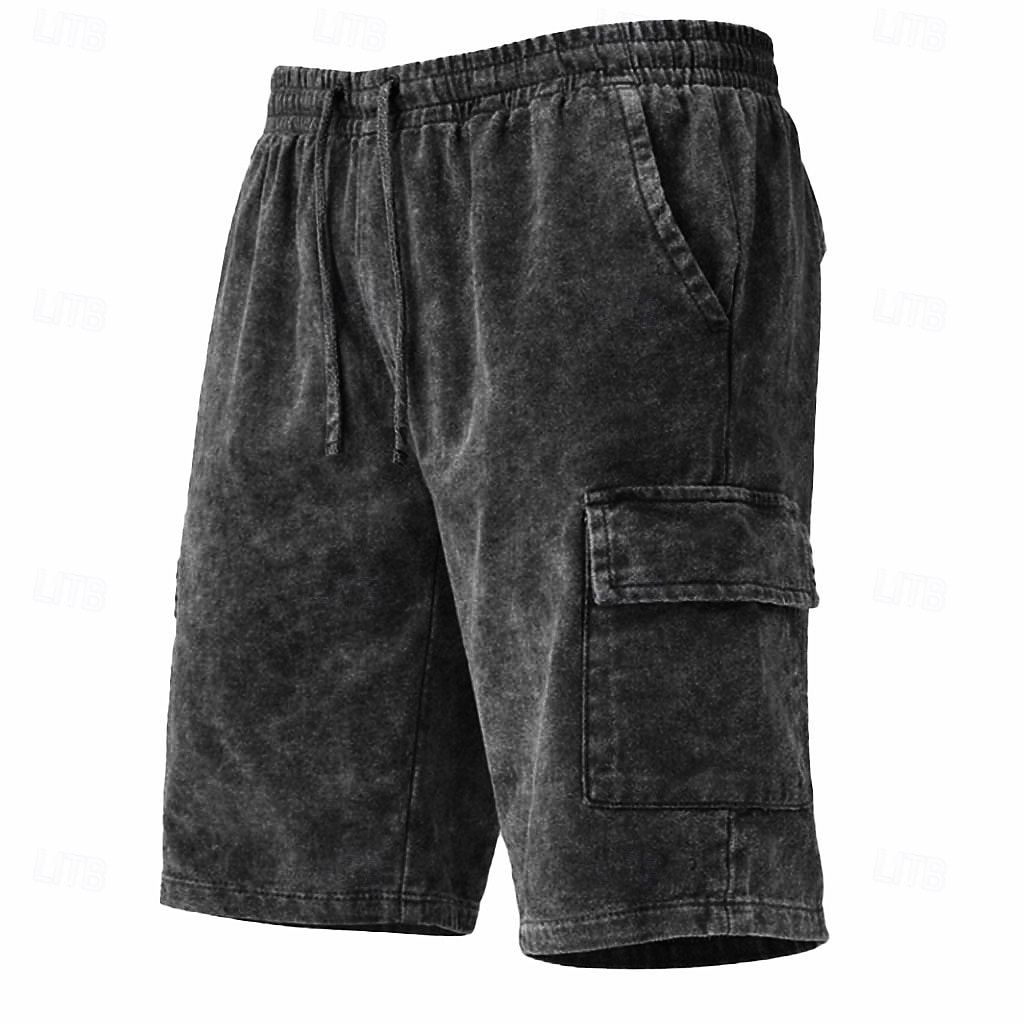 Herren Shorts Freizeitshorts Acid Wash Shorts Kordelzug Elastischer Bund Mehrere Taschen Einheitliche Farbe Komfort Atmungsaktiv Knielang Täglich Streetwear Urlaub Mode Vintage-Retro Blau Schwarz 2026 - $15.99 –P4