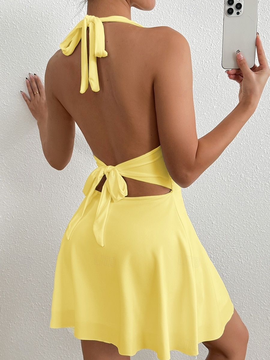 Per donna Mini Abito Abito Bianco Abito da laurea Moda Caldo Moderno All'aperto Vacanza Feste Vestibilità regolare Semplice Senza Maniche All'americana Giallo Chiaro Nero Bianco Rosso Estate Primavera del 2026 a $18.49 –P8