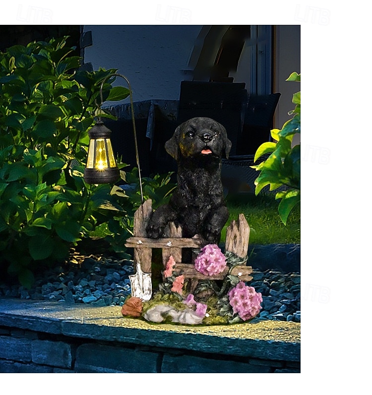 1 pezzo di luce solare impermeabile per esterni a forma di cane, decorazione per giardino, prato, vialetto, luce solare da giardino in resina a forma di cucciolo, illuminazione d'accento per del 2026 a $30.99 –P1