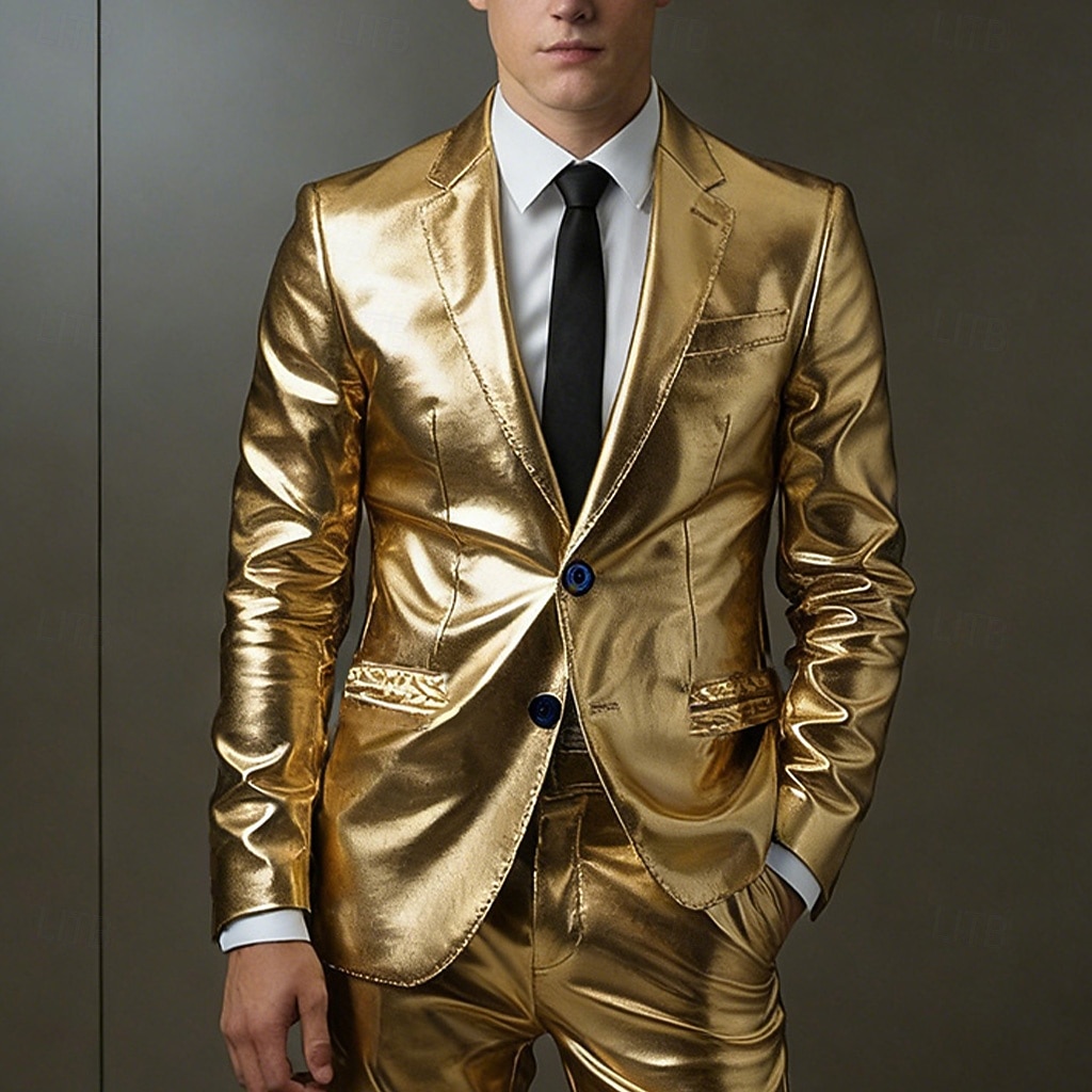 Metallico Disco Anni '80 Pantaloni Abiti Completi & Blazer Disco Tinta unita Costume Per uomo Mascherata Evento / Festa Parata dell'Orgoglio Mese dell'orgoglio Adulti Costume del 2026 a $28.49 –P1