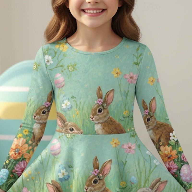 Pâques FILLE 3D Graphique Lapin Robe manche longue Impression 3D Printemps Automne Quotidien Vacances Soirée Occasionnel Princesse Beau Enfants 4-12 ans Robe Décontractée Robe trapèze Mi-long Coupe de 2026 ? $18.49 –P2
