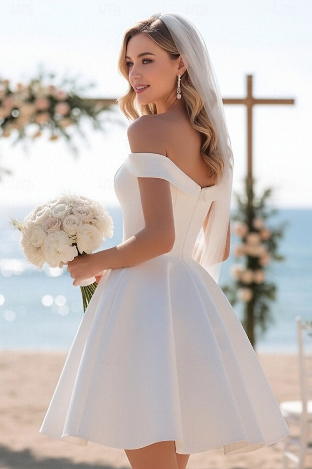 A-linje Sjöjungfru trumpet Kort mini Satängklänning Hemkomstklänning Bröllopsklänningar Brudklänningar Brudklänning Liten vit klänning Ärmlös Hjärtformad urringning Bröllop Gradering Satäng med 2026 - $109.99 –P3