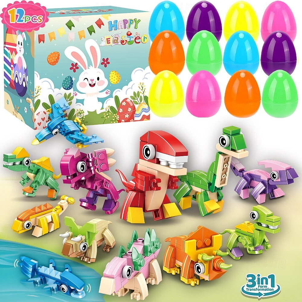Set de ouă de Paște cu 12/24 de piese, iepure versatil &blocuri de construcție cu animale, activitate creativă de joacă, design jucăuș, jucărie de construcție iepuraș DIY pentru cadouri de petrecere 2026 - $27.99 –P3