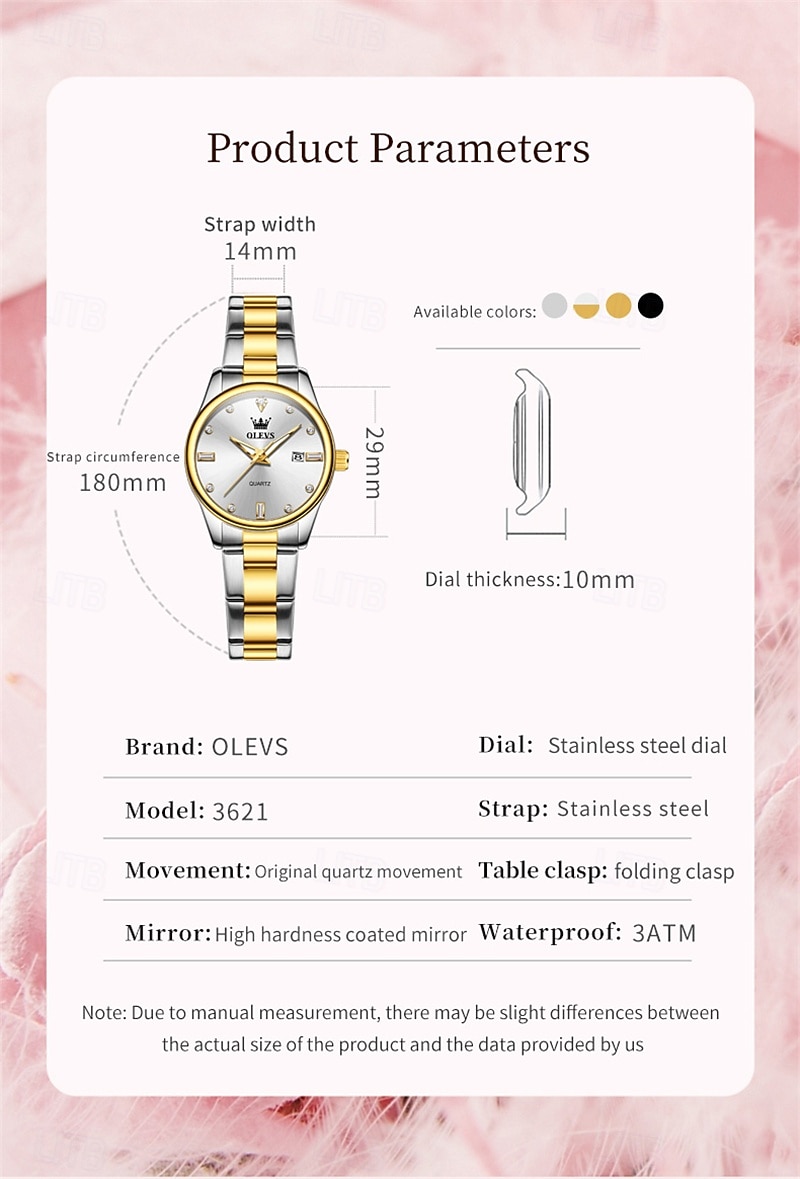Mother's Day Gift New Olevs Brand Ladies' Business Watch With Night Light Calendar And Day/Night Display Quartz Movement Stylish Water-Resistant Sporty Ladies' Wristwatch. 2026 - $33.99 –P7