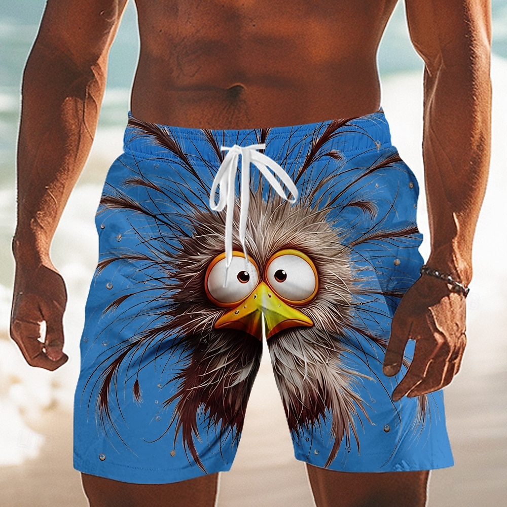 Herren Cartoon Küken Frizzle Chickens Badehosen Badeshorts Boardshorts Mittlere Taille Hawaiianisch Lustig Strandurlaub Seitentaschen Netzfutter Elastischer Kordelzug in der Taille Designer Bekleidung 2026 - $20.99 –P5