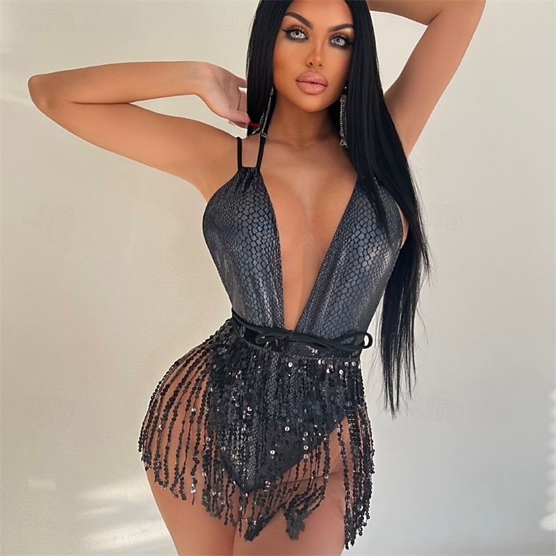 Боди с глубоким V-образным вырезом и пайетками от Samba Dancewear 2026 - $18.99 –P4