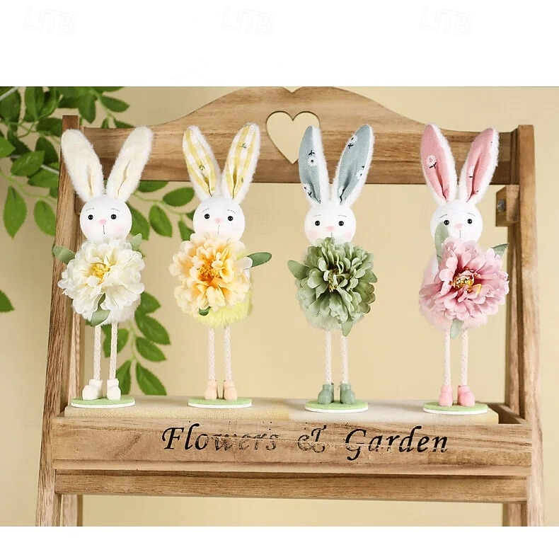 Easter Basket Stuffers Easter Bunny Decorations for Home, Handmade Standing Rabbit Figurines with Flowers, Cute Spring Easter Decor for Tiered Tray, Table, Shelf, Mantle 2026 - $17.99 –P5