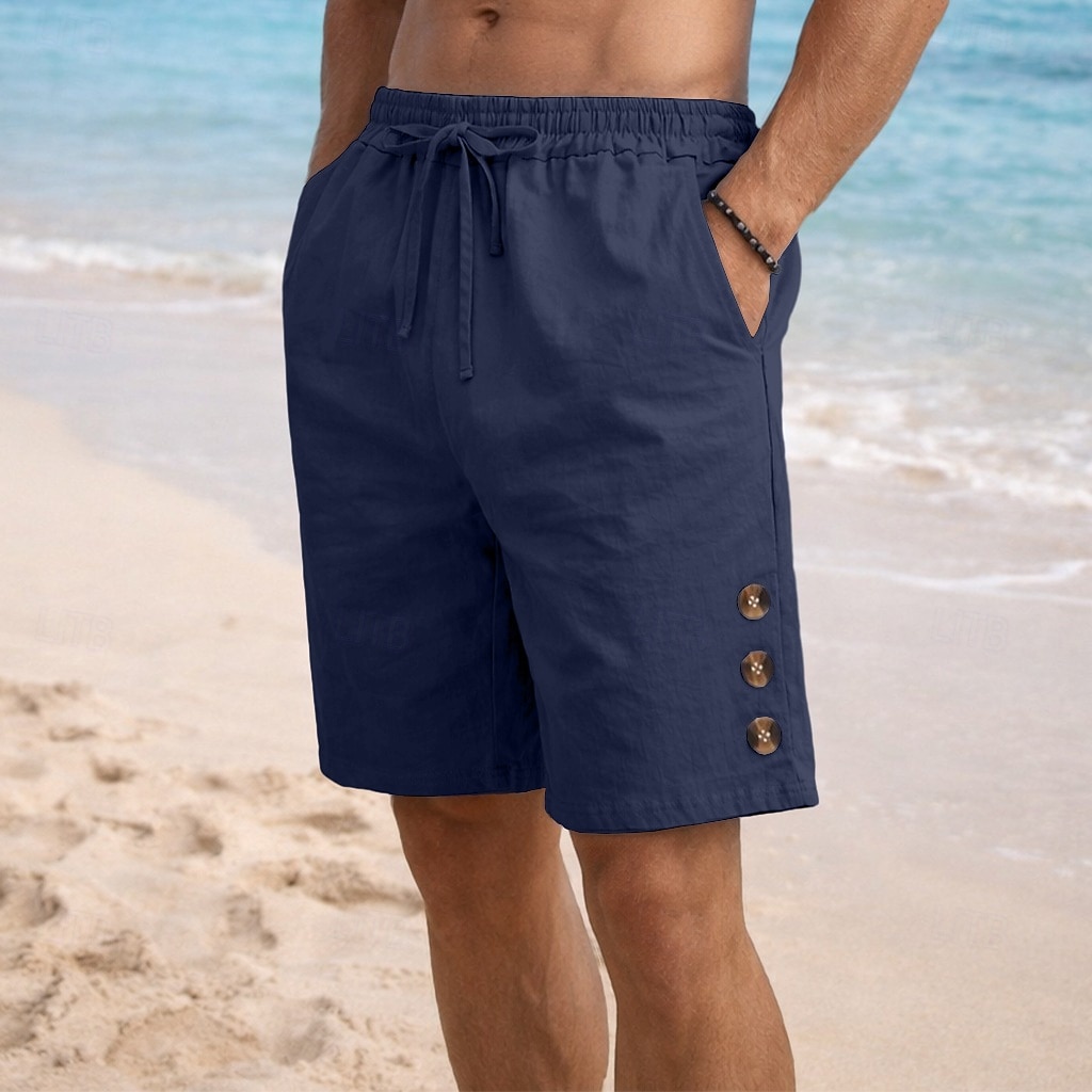 Bărbați Pantaloni Scurți Pantaloni scurți din in Pantaloni scurți de vară Pantaloni scurți de plajă Cordon Talie elastică Simplu Confort Respirabil Lungimea genunchiului Zilnic În aer liber Concediu 2026 - $21.99 –P13