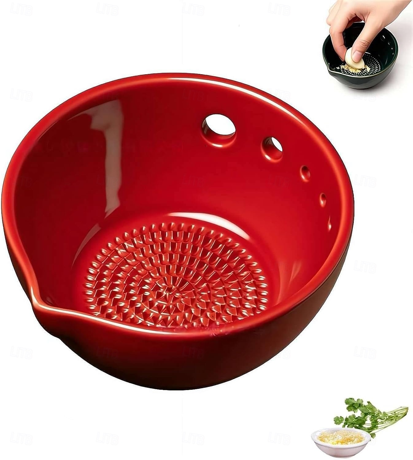 Handmade Garlic Grater Herb Bowl, 2 in 1 Pottery Herb Stripper Bowl with 5 Holes, Multi-Functional Herbs Stripping Bowls with Built-in Garlic Grater for Home Kitchen Preparation 2026 - $13.99 –P9