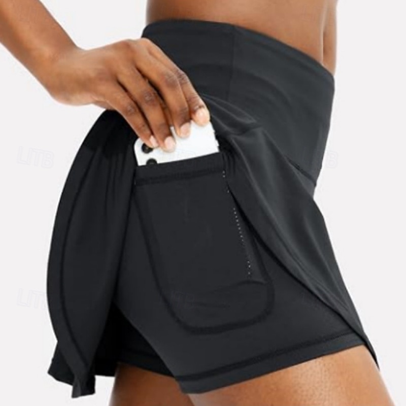 Femmes Couleur Unie Jupe décontractée Jupe-short de tennis Jupes de tennis avec shorts Avec Poches Séchage Rapide Respirant Course Fitness Yoga Jupe Jupe-short Blanche Noir Rose Vêtements de tennis de 2026 ? $21.99 –P2