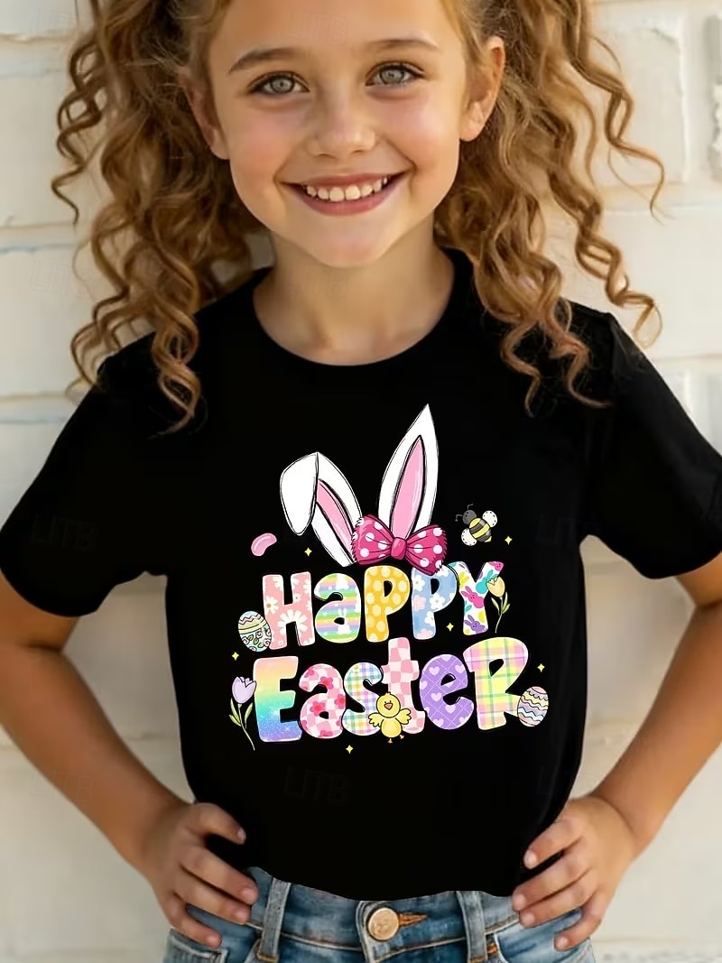 Pasqua Ragazze 3D Grafico Coniglio Maglietta Manica Corta Stampa 3D Estate Primavera Sport Moda Streetwear Bambini 4-12 Anni Girocollo Casuale Quotidiano All'aperto Vestibilità regolare del 2026 a $15.49 –P4