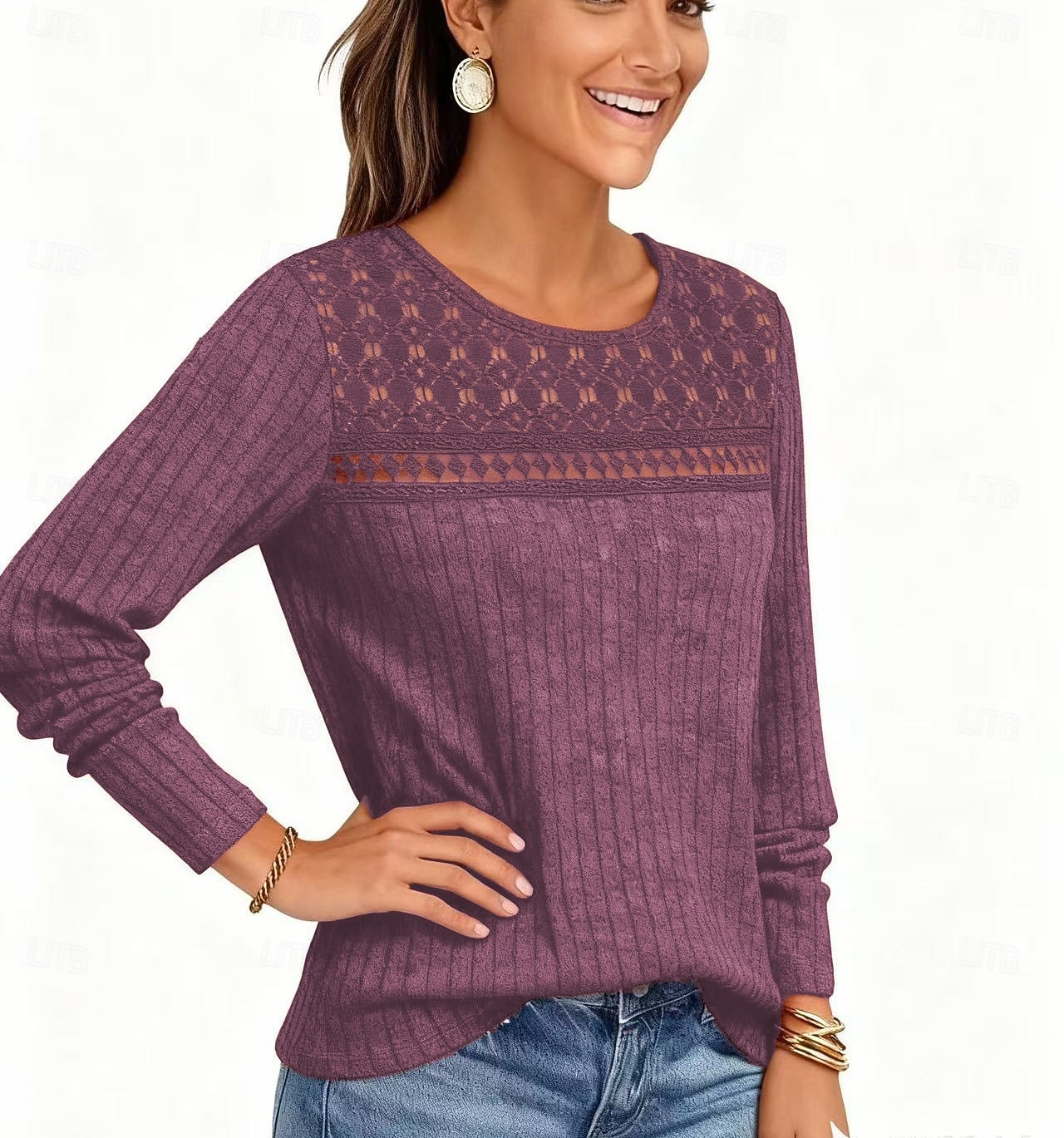 Női Ribos kötött topok Póló Fűzőlyuk Szüret Alkalmi Hosszú ujj Terített nyak Kerek Normál felsők Napi Alkalmi Hétvége Medence Gesztenyebarna Fekete Bor Katonai zöld Tavasz Ősz 2026 - $21.99 –P5