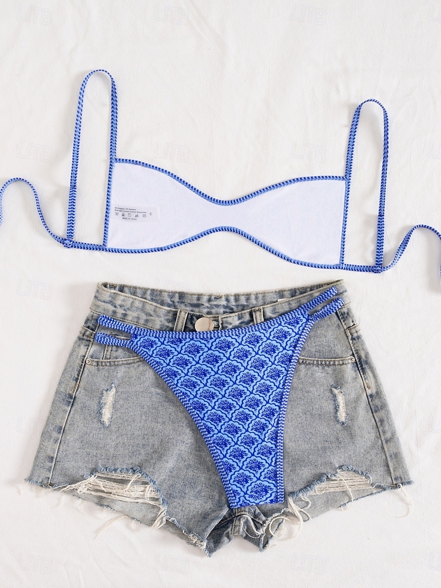 Per donna Costumi da bagno Bikini Due pezzi Perizoma Costume da bagno Snello Senza schiena Vacanza Abbigliamento da Spiaggia Floreale Grafico Scollo Tondo Senza Maniche Costumi da bagno del 2026 a $22.99 –P8