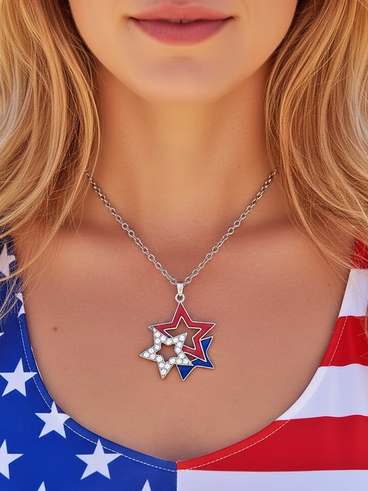 ציון הדרך של 250 שנה של ארצות הברית - סט תכשיטים לאומיים לנשים כולל שעון עם עגילים בעיצוב גבישי אדום-לבן-כחול מצעד וחגיגות 2026 - $9.99 –P3