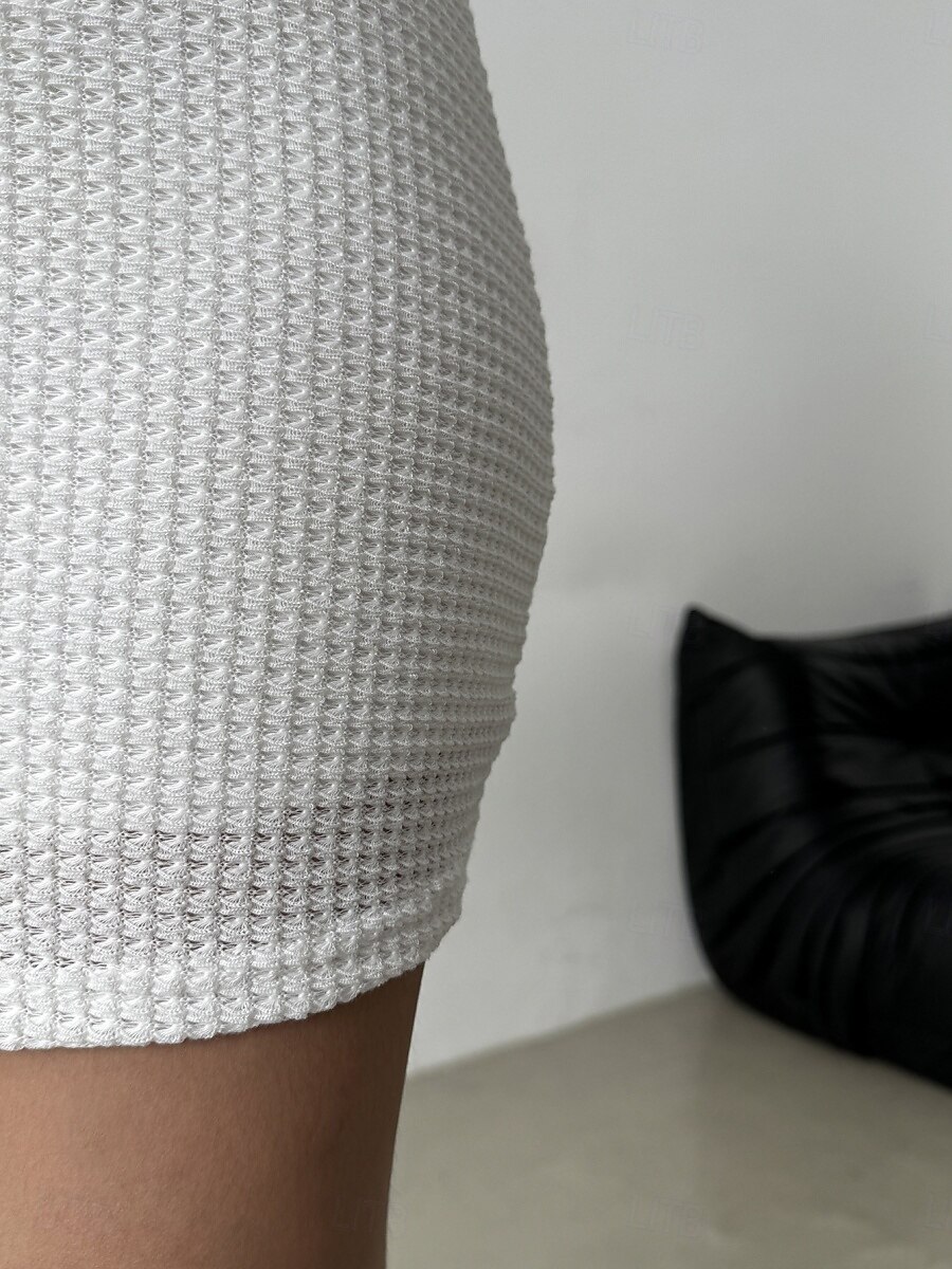 Γυναικεία Μίνι φόρεμα Λευκό φόρεμα Φόρεμα αποφοίτησης Φόρεμα Bodycon Κομψό Μοντέρνα Μανίκι Flare Cuff ΕΞΩΤΕΡΙΚΟΥ ΧΩΡΟΥ Διακοπές Εξόδου Κανονικό Σκέτο Μακρυμάνικο Στρογγυλή Ψηλή Λαιμόκοψη Μαύρο Λευκό 2026 - $21.99 –P9