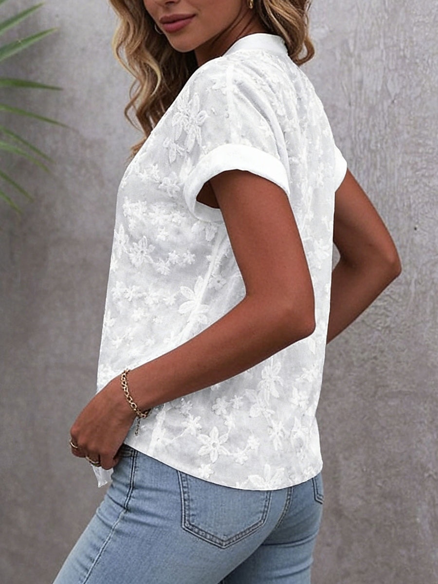 Naisten Paita Pitsipaita Pusero Mekkoiset topit Pitsi Napit Tavallinen Perus Moderni V kaula-aukko Päivittäin Katu Valkoinen Kesä 2026 - $29.99 –P2