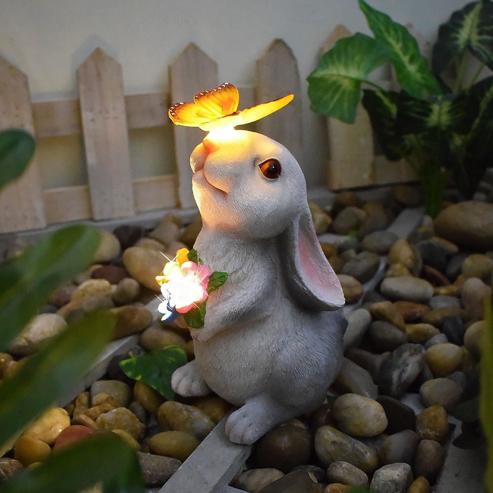Outdoor Solar Cat & Bunny Decorative Lights, Waterproof Resin Figurine Lamps, Garden, Yard, Pathway Lighting, Easter Holiday Decor, Landscape Accent Lights for Lawn, Outdoor Decoration 2026 - $28.99 –P7