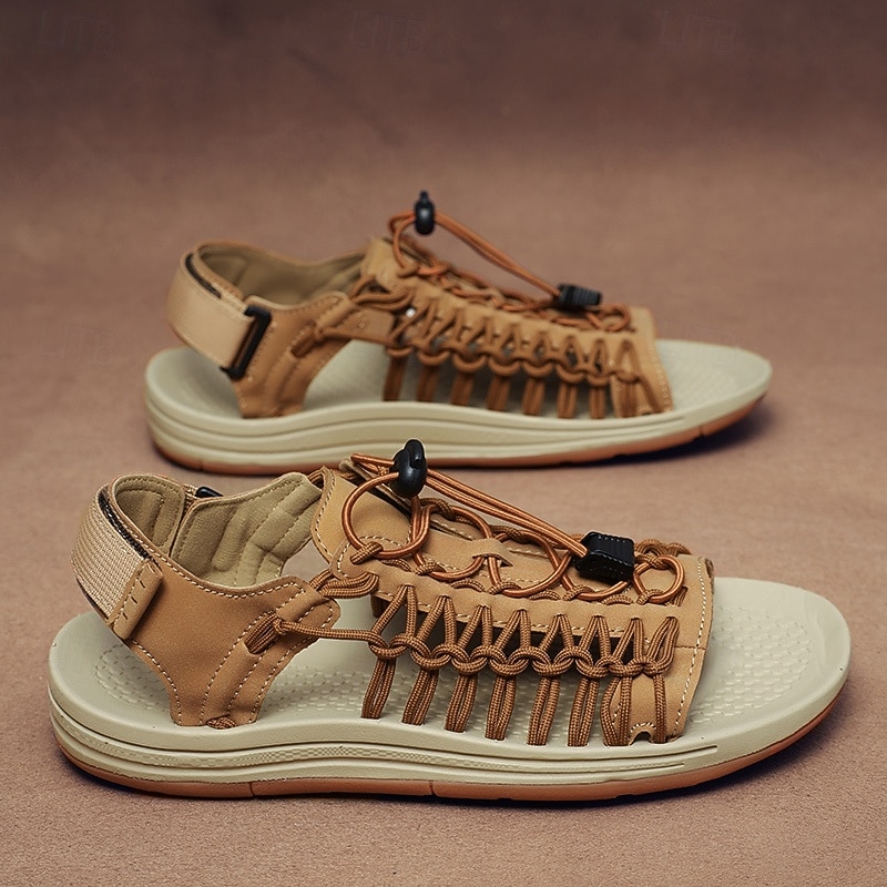 sandali da uomo color cuoio con cinturini regolabili, traspiranti e comodi, ideali per attività estive all'aperto e vacanze del 2026 a $46.99 –P16