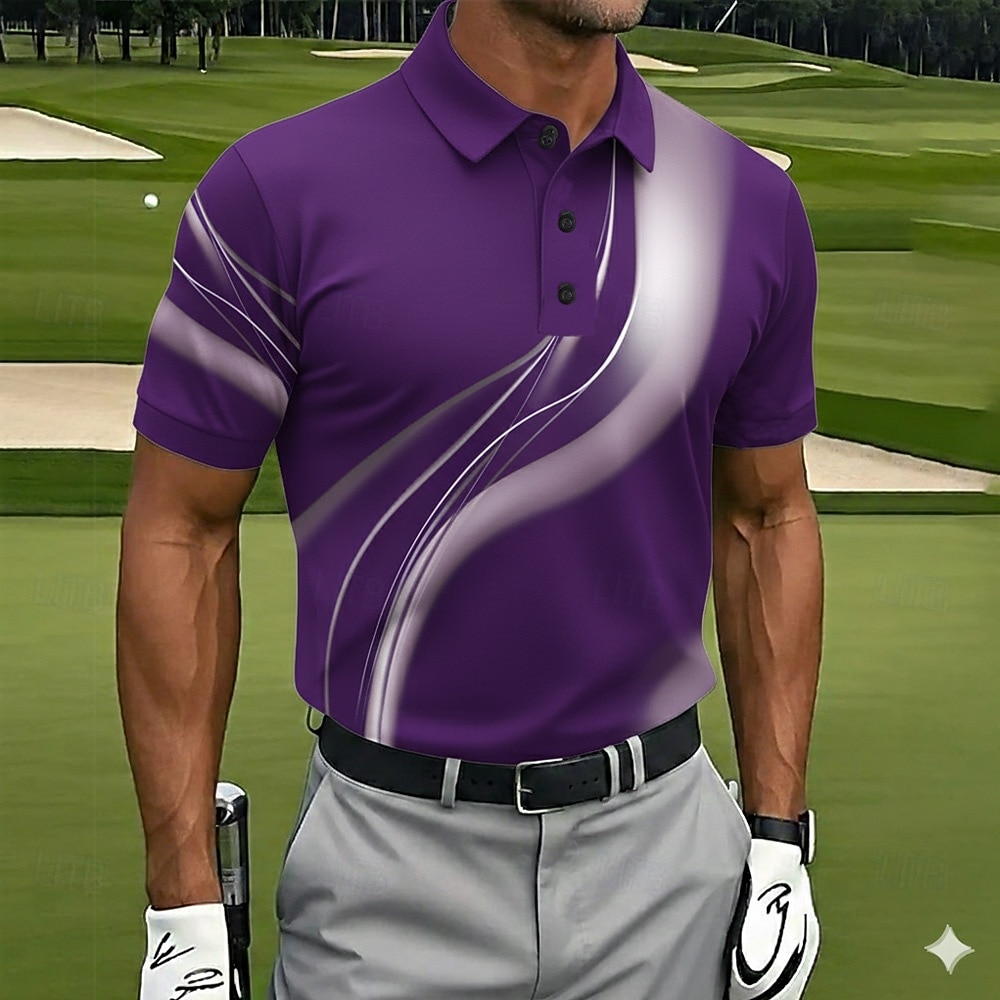 Ανδρικά Γεωμτερικό Γκολφ Αθλητικά μπλουζάκια πόλο Κοντομάνικο Μπλουζάκια πόλο Πουκάμισα με γιακά Καθημερινό Ένδυση γυμναστικής και άθλησης Κουμπιά Ανοιξη καλοκαίρι Θαλασσί Μαύρο Βυσσινί 2026 - $21.99 –P3