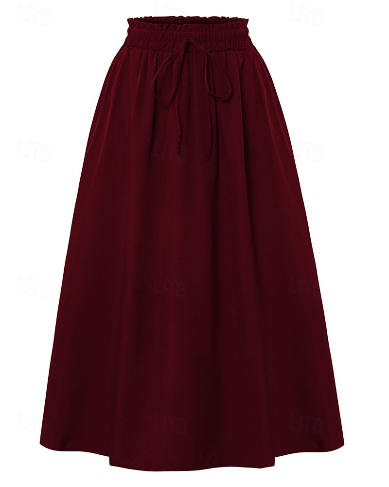 Pentru femei Elegant Modă Casual Maxi Talie Medie Fuste Simplu Zdrobit Cordon Micro-elastic Zilnic Stradă Roșu Vin Bleumarin Negru Roz Vară 2026 - $24.99 –P4