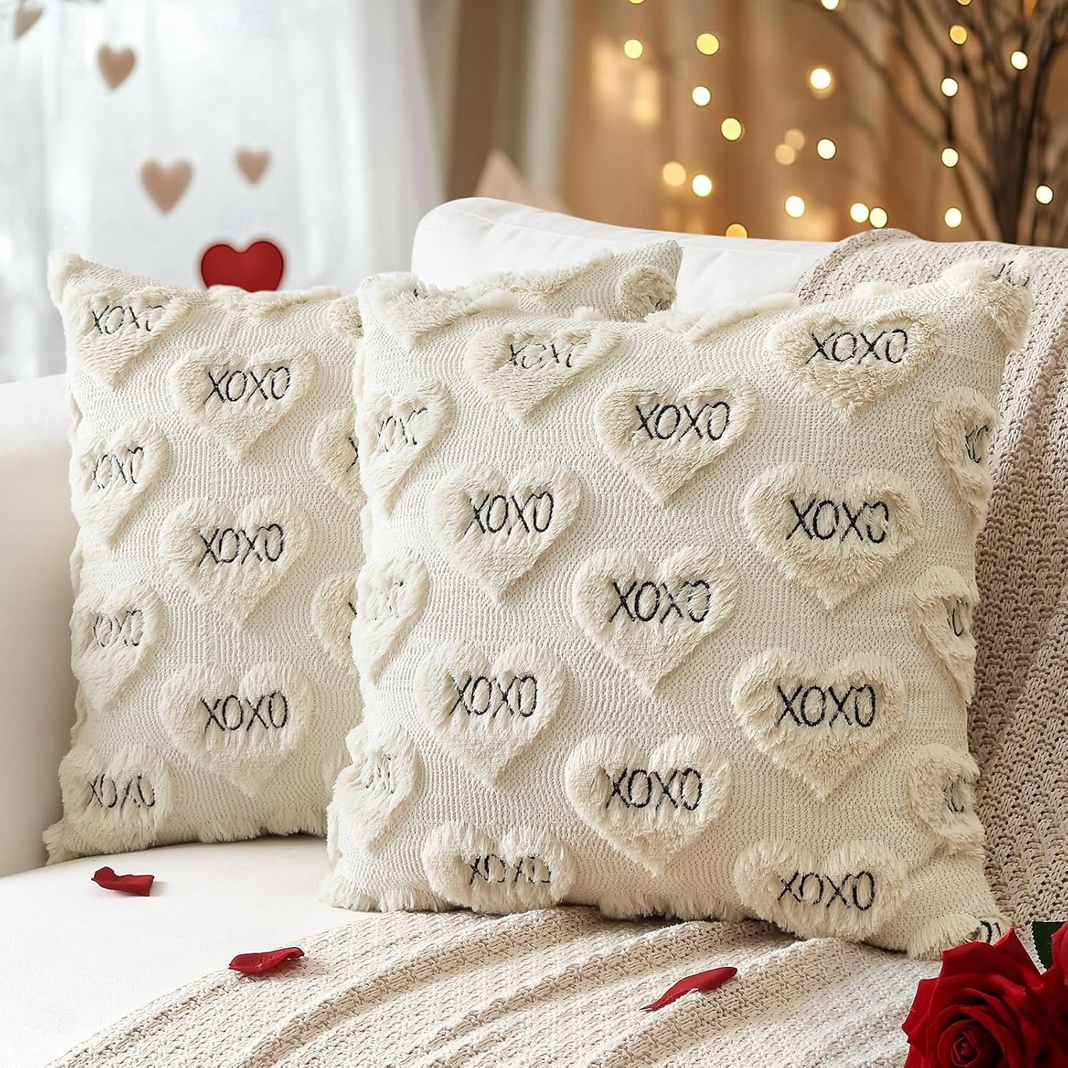 Valentines Pillow Covers 18x18 Set of 2 Decorative Love Heart XOXO Valentine's Day Throw Pillow Cases Soft Plush Faux Fur Couch Cushion Case for Holiday Sofa Bed Room Home Decor-Pink XOXO 2026 - $15.99 –P2