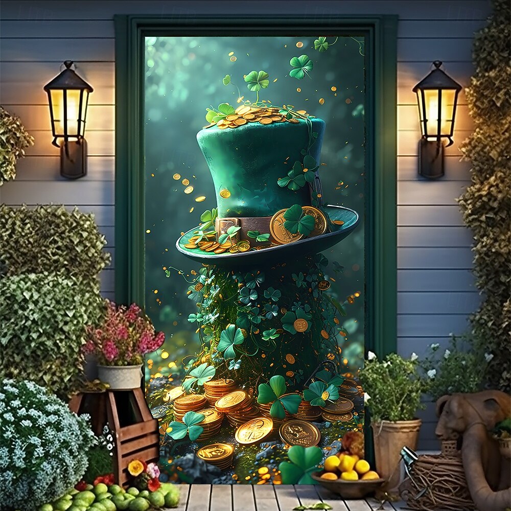 St. Patrick's Day Posters Door Cover Outdoor Banners Green Hat Cute 3D Fantasy Party Dorm Teens Room College Dorm Guys Man Cave Frat Bedroom Shooting Backgrounds Home Decor 2026 - $17.99 –P5