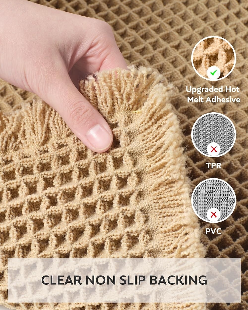 egyszínű, gofris szövésű fürdőszobaszőnyeg, nedvszívó, csúszásmentes fürdőszobai WC-ajtószőnyeg zuhanyzóhoz és mosdóba 2026 - $17.99 –P5