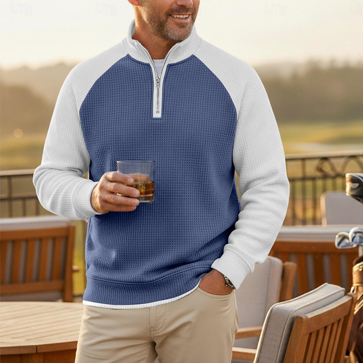 Homens Camisas Polo Waffle Pólo Casual Formal Colarinho com faixas Manga Longa Moda Côr Sólida Textura Botões Puro Primavera & Outono Outono & inverno Todas as Estações Normal Preto Azul Marinha Roxo de 2026 por $26.99 –P9