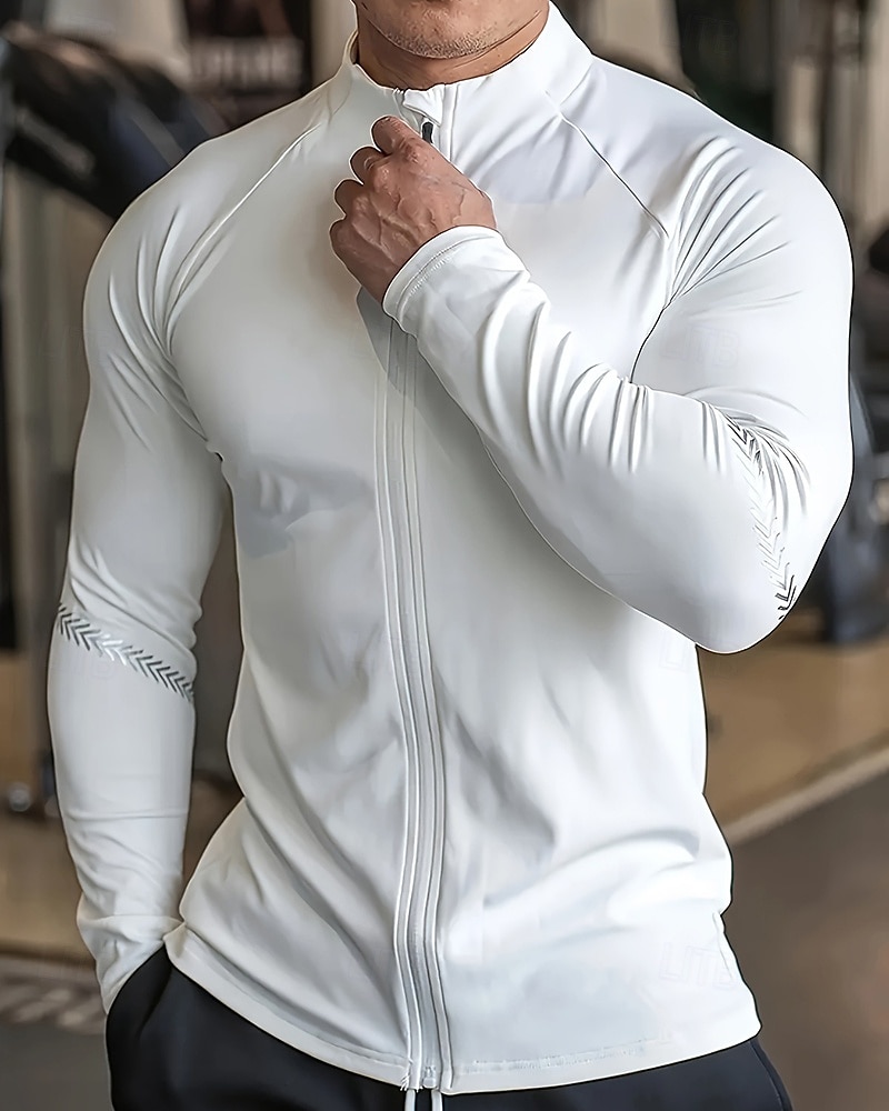 Pánské Jednobarevné Koşu Tişörtü Stahovací tričko Jaro Podzim Zapni Dlouhý rukáv Rychleschnoucí Komprese Odvod vlhkosti Cvičení v tělocvičně Aktivní trénink Cvičení Černá Bílá Šedá sportovní oblečení 2026 - $30.99 –P8