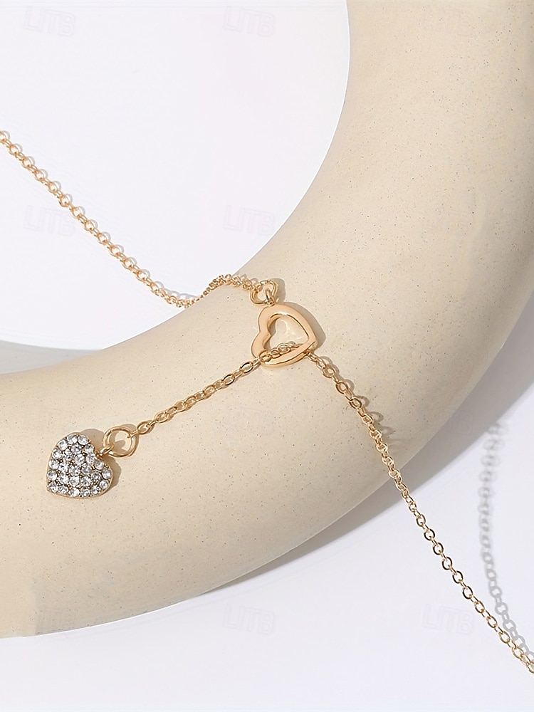 Women's Heart Pendant Necklace, Gold Plated Alloy with Crystal Detailing, Perfect for Valentine's Day Gifts, Weddings & Everyday Wear 2026 - $7.99 –P7