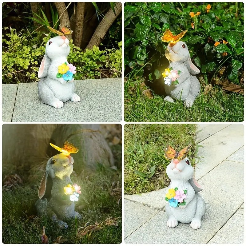 Outdoor Solar Cat & Bunny Decorative Lights, Waterproof Resin Figurine Lamps, Garden, Yard, Pathway Lighting, Easter Holiday Decor, Landscape Accent Lights for Lawn, Outdoor Decoration 2026 - $28.99 –P12