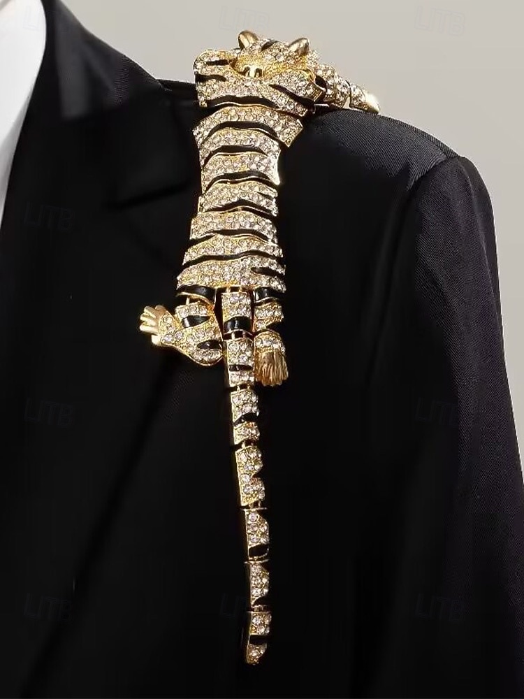 Miesten metalliseoksesta valmistettu tiikeririntaneula, kulta- ja hopeanvärisiä vaihtoehtoja, kristallikoristeinen, tyylikäs asuste häihin ja illallisjuhliin 2026 - $14.99 –P3