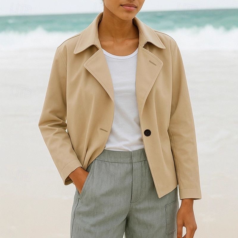 Women's Blazer Casual Jacket Comfortable Sequin Fashion Casual Plain Street Daily Wear Going out Weekend Short Peaked Lapel Regular Fit Long Sleeve Outerwear Black Sky Blue Brown Fall Winter 2026 - $24.99 –P2