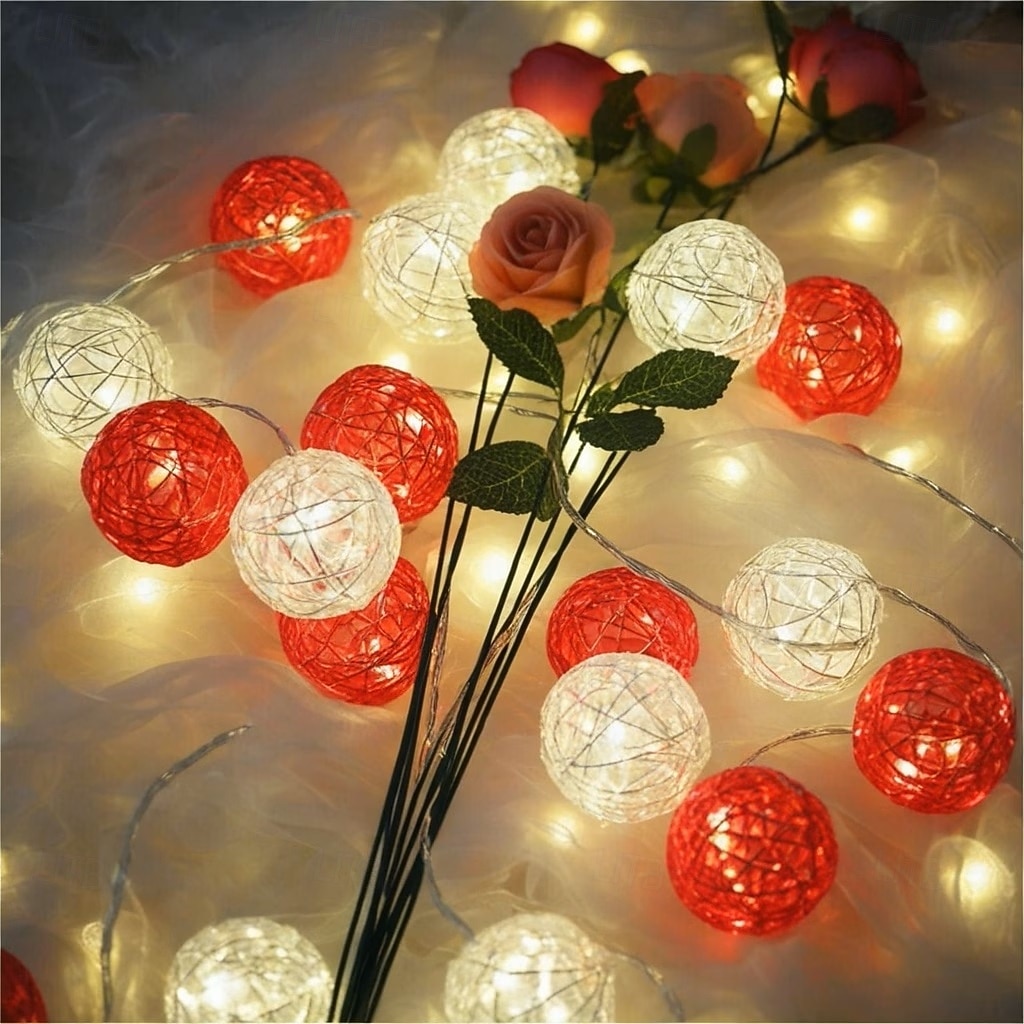4 cm sfærisk flettet eventyrlyslenke 10/20LED batteridrevne innendørs fe-lamper er til jul, bryllup, valentinsdag, fest, hjem, hage, balkonger, verandaer og vindusutstillinger 2026 - $12.99 –P8
