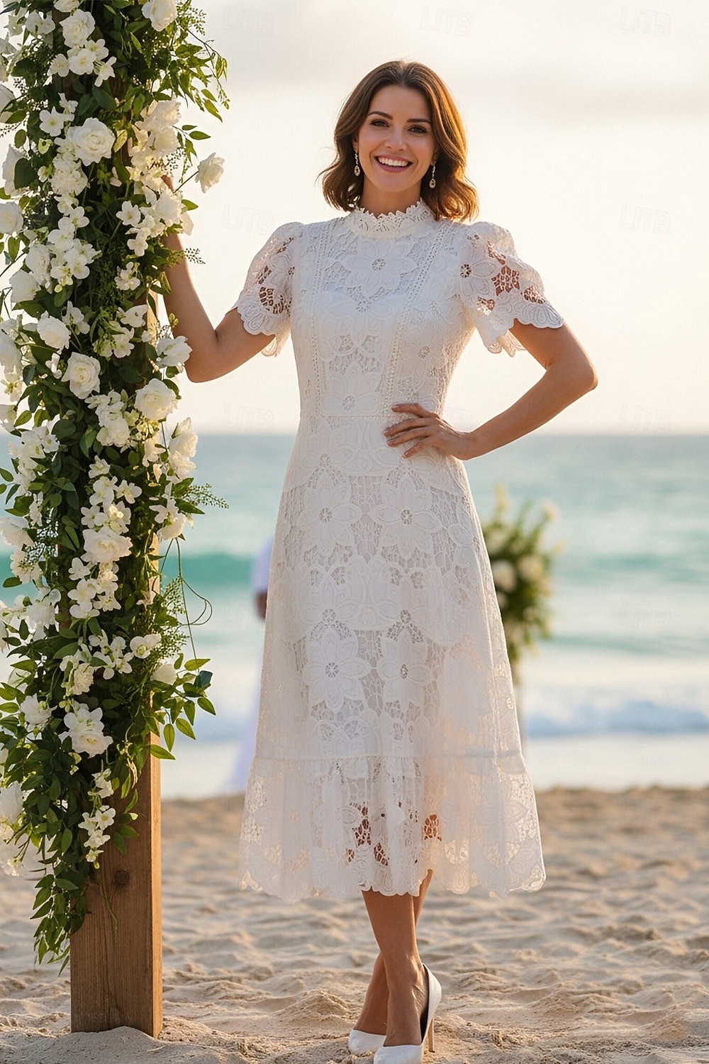 elegant white dresses short Short-Sleeve Chloe Party Dress shoulder neckline and cross straps add a sexy yet sophisticated touch Short White Dresses - White