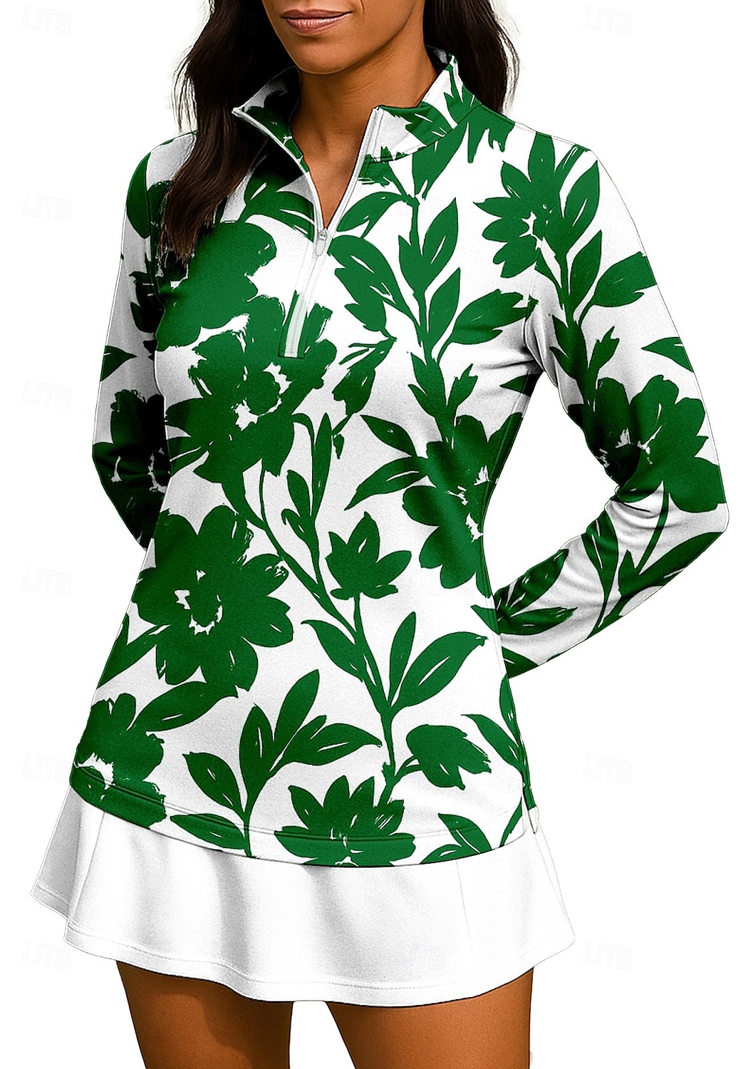 Dames Flora Hemd Sportshirt Wandelen poloshirt Tennisshirt Lange mouw Vetoketju Bloemig UPF50+ UV-bestendig Hoge Elasticiteit Vochtregelerend Ademend Volleybal Tennis Golf Opstaand Rits kraag Jack 2026 - $25.99 –P5