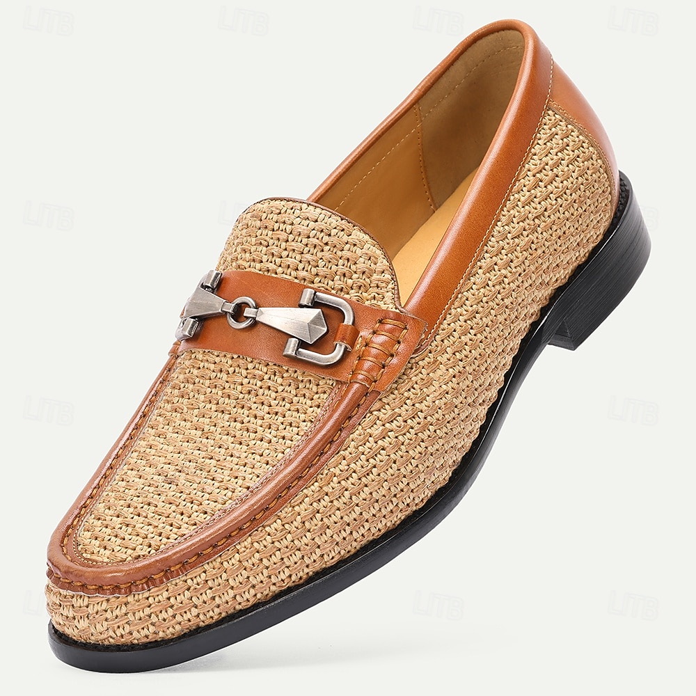 Mocasini eleganți din piele pentru bărbați - design țesut cu detalii din piele, ideali pentru ocazii casual și semi-formale 2026 - $94.99 –P5