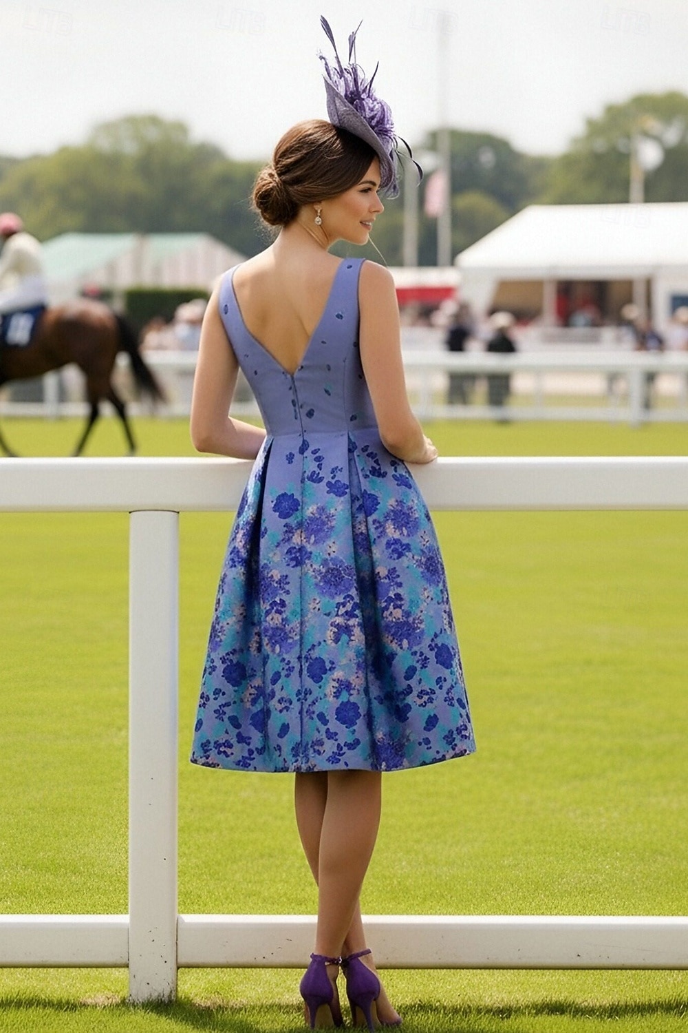 Corte A Hasta la Rodilla Vestido Derby Vestimenta formal Elegante Sin Mangas Cuello Barco Formal El derby de Kentucky con Bloque de Color 2026 - $172.99 –P2