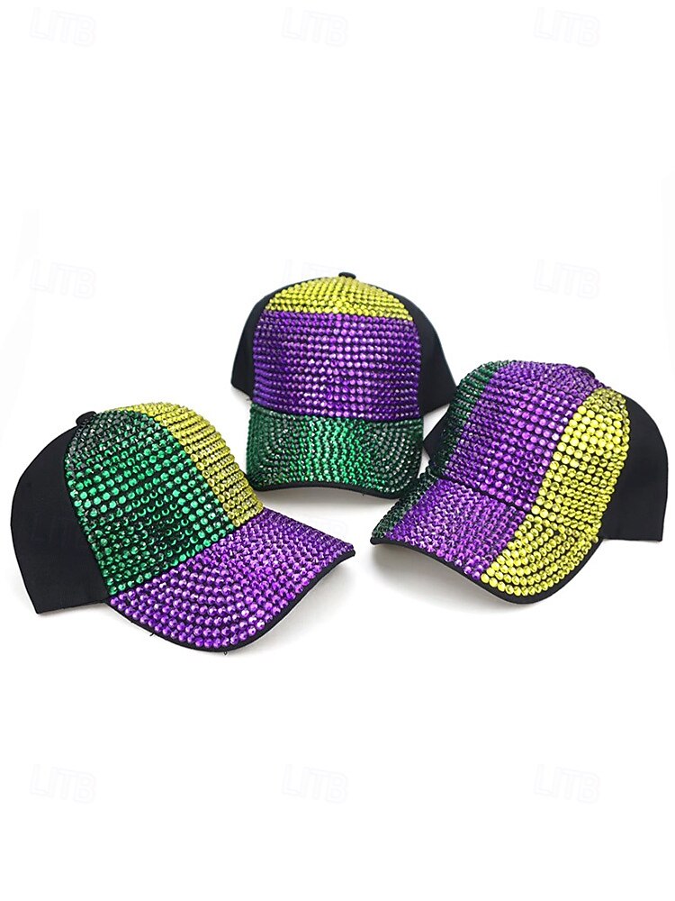 Unisex-Paillettenkappe aus Polyester – Karnevalshut mit Strassverzierungen, verschiedene Muster für Freizeit und Festlichkeiten 2026 - $14.99 –P4