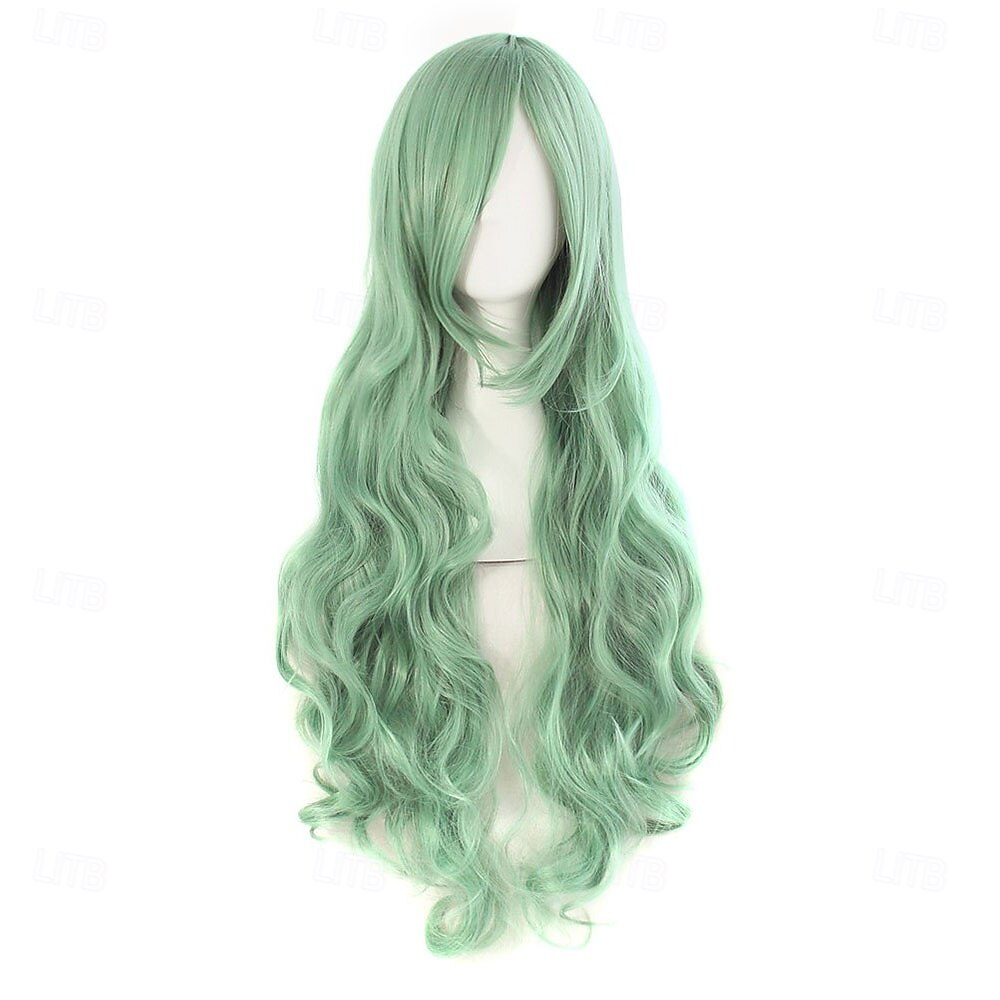 Peluca larga y rizada de 80 cm para cosplay (gris-verde) 2026 - $28.99 –P1