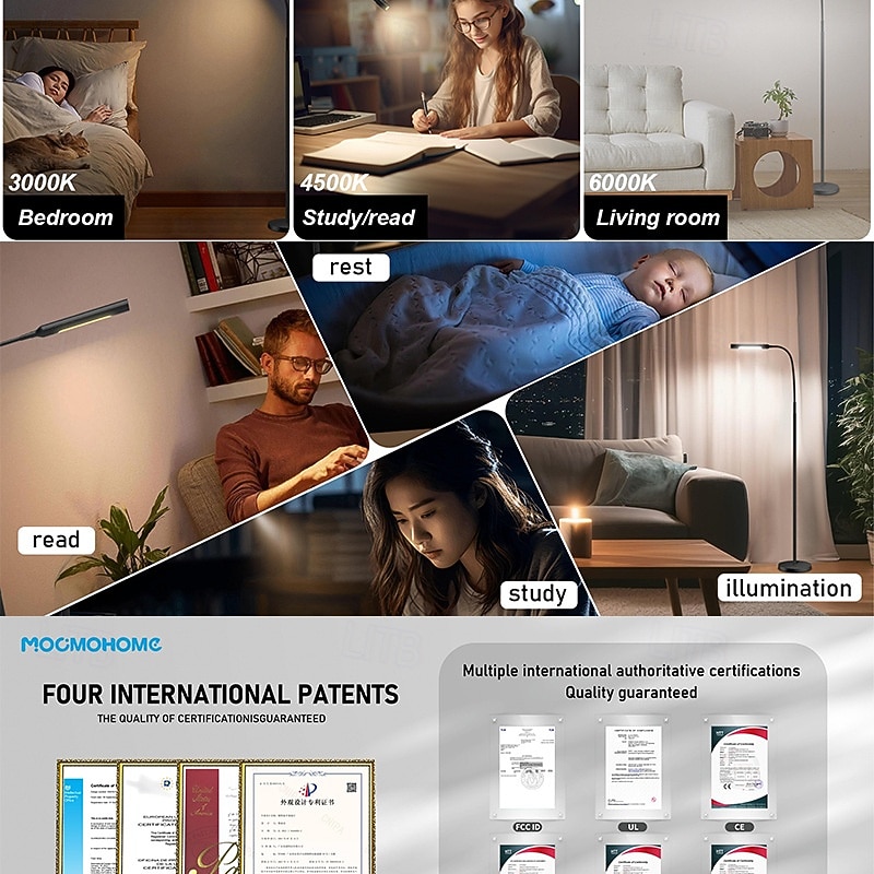 LED-leeslamp voor naast de bank, oogvriendelijke staande lamp met traploze dimfunctie, warm wit licht, afstandsbediening, moderne nachtlamp voor slaapkamer, woonkamer, kantoor of studeerkamer. 2026 - $61.99 –P8